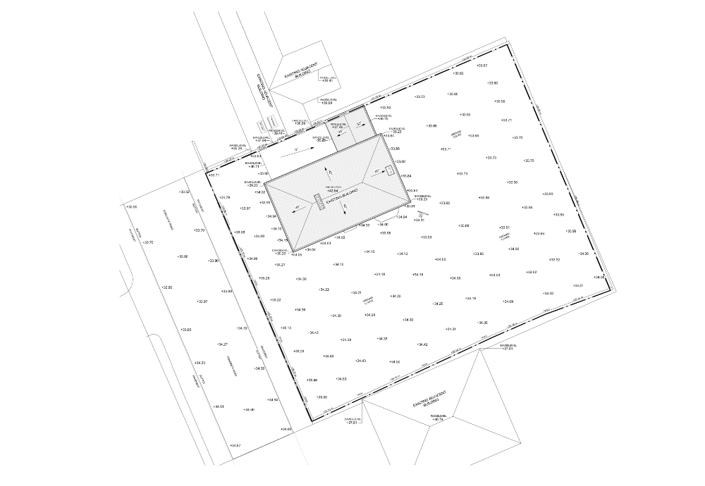 Topographical survey drawing from a Manchester residential project